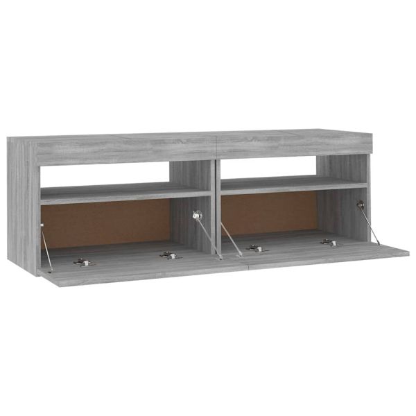 ТВ шкаф с LED осветление, сив сонома, 120x35x40 см