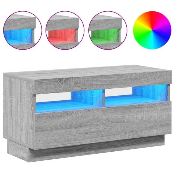 ТВ шкаф с LED осветление, сив сонома, 80x35x40 см