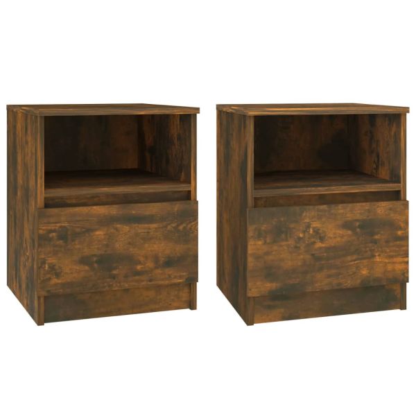 Нощни шкафчета 2 бр опушен дъб 40x40x50 см инженерно дърво