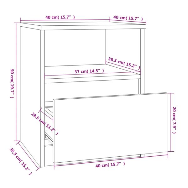 Нощни шкафчета 2 бр опушен дъб 40x40x50 см инженерно дърво