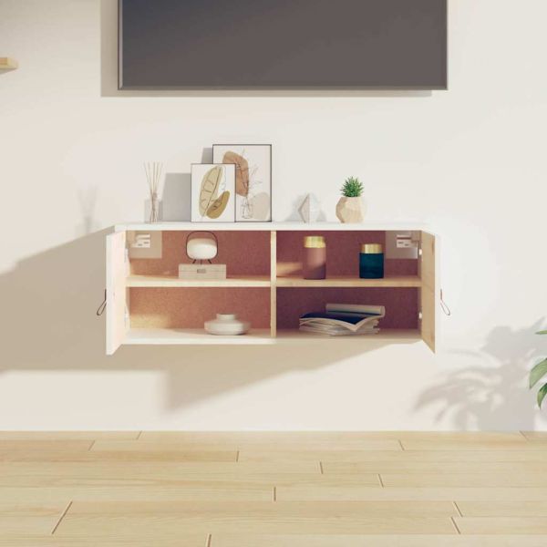 Стенен шкаф, бял, 80x30x30 см, борово дърво масив