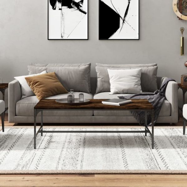 Кафе маса, опушен дъб, 80x50x35 см, инженерно дърво