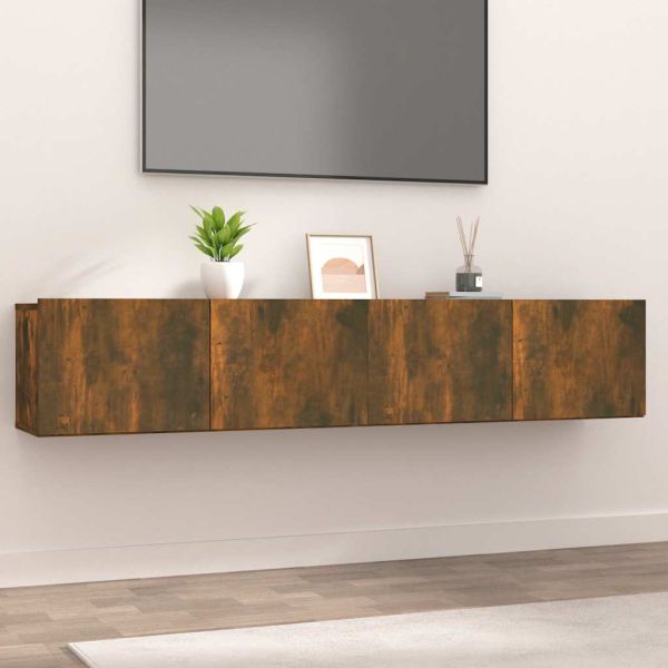 ТB шкафове, 2 бр, опушен дъб, 80x30x30 см, инженерно дърво