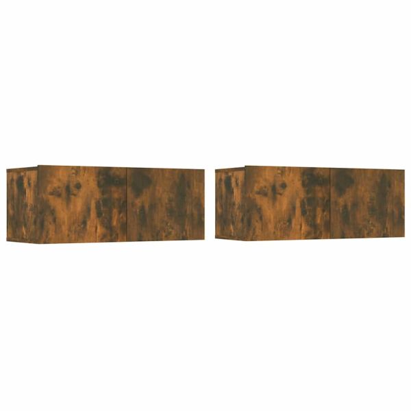 ТB шкафове, 2 бр, опушен дъб, 80x30x30 см, инженерно дърво