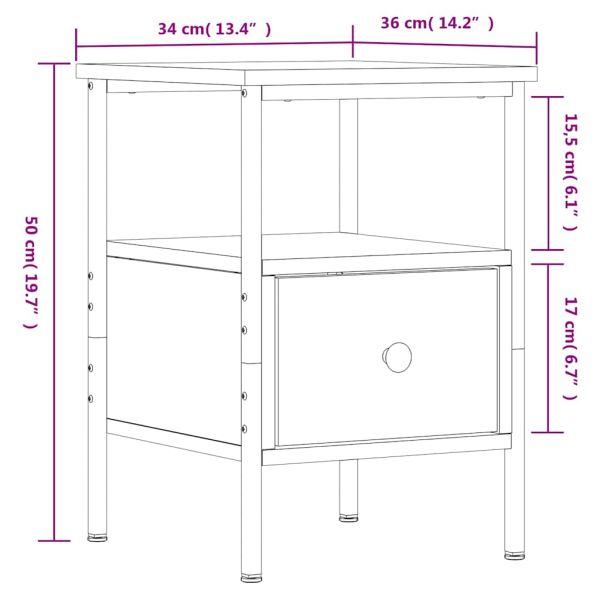 Нощни шкафчета 2 бр кафяв дъб 34x36x50 см инженерно дърво