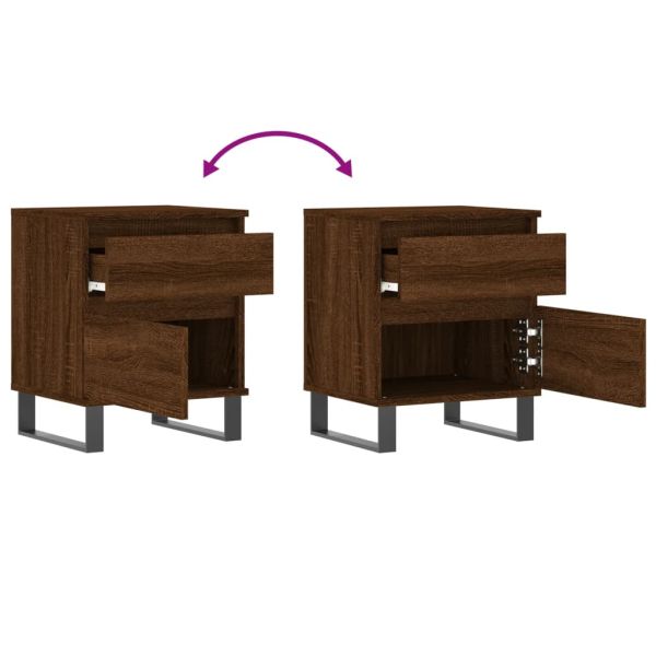 Нощни шкафчета 2 бр кафяв дъб 40x35x50 см инженерно дърво