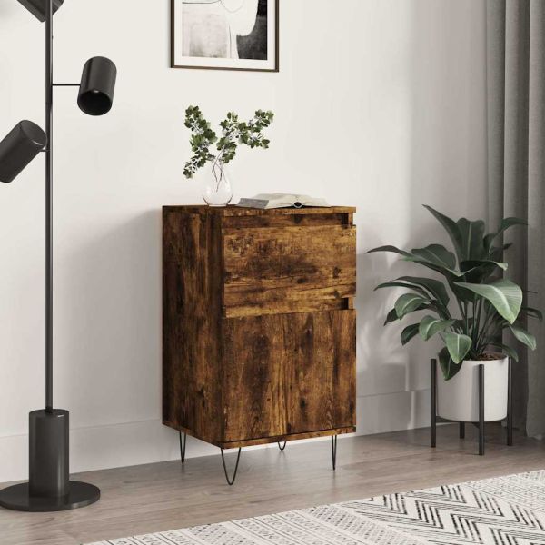 Бюфет опушен дъб 40x35x70 см инженерно дърво