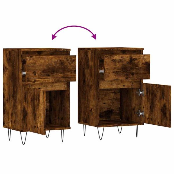 Бюфет опушен дъб 40x35x70 см инженерно дърво