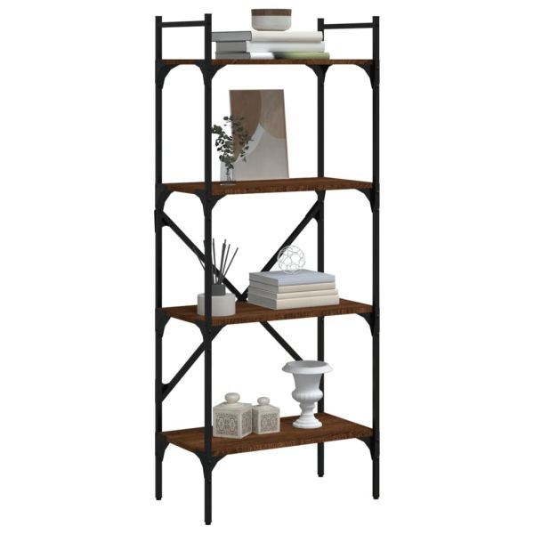 Библиотека 4 рафта кафяв дъб 56x31,5x138,5 см инженерно дърво