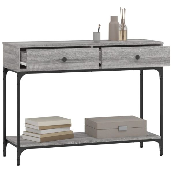 Конзолна маса, сив сонома, 100x34,5x75 см, инженерно дърво
