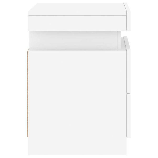 Нощни шкафчета с LED осветление, 2 бр, бели, 35x39x55 см