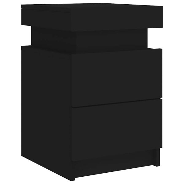 Нощни шкафчета с LED осветление, 2 бр, черни, 35x39x55 см