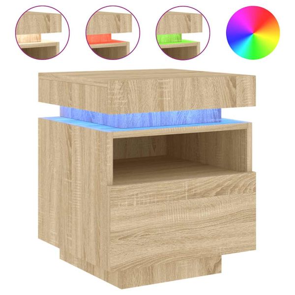 Нощно шкафче с LED осветление, дъб сонома, 40x39x48,5 см