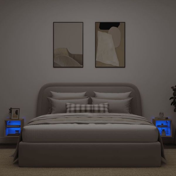 Стенни ТВ шкафове с LED лампи, 2 бр, сонома дъб, 30x28,5x30 см