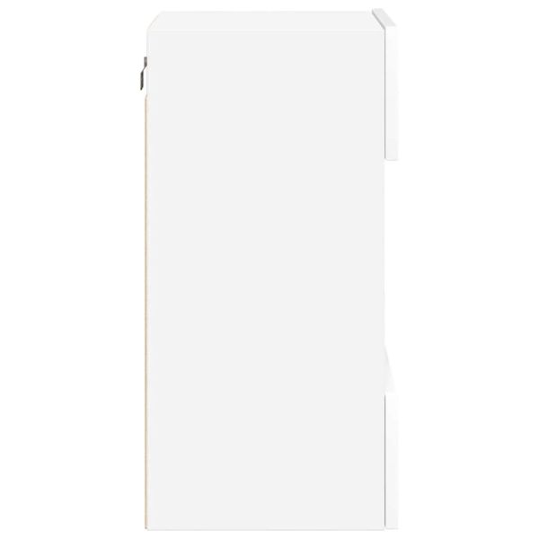 Стенни шкафове с LED светлини за телевизор, 2 бр, бели, 40x30x60,5 см