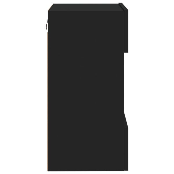 Стенен ТВ шкаф с LED осветление, черен, 40x30x60,5 см