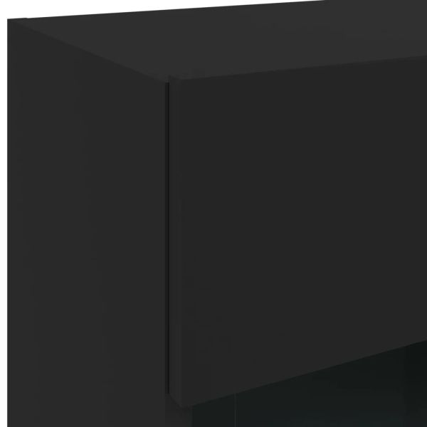 Стенен ТВ шкаф с LED осветление, черен, 40x30x60,5 см