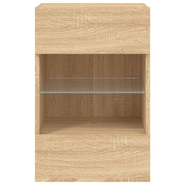 Стенен ТВ шкаф с LED осветление, сонома дъб, 40x30x60,5 см