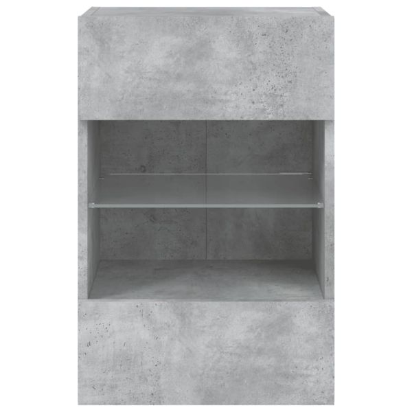 Стенен ТВ шкаф с LED осветление, бетонно сив, 40x30x60,5 см