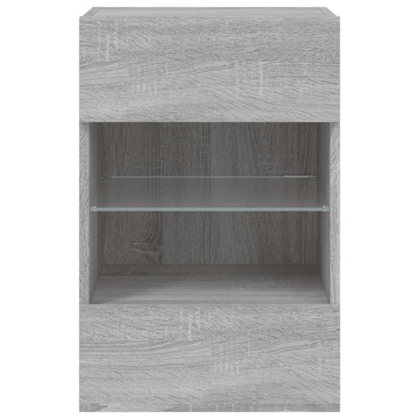 Стенен ТВ шкаф с LED осветление, сив сонома, 40x30x60,5 см