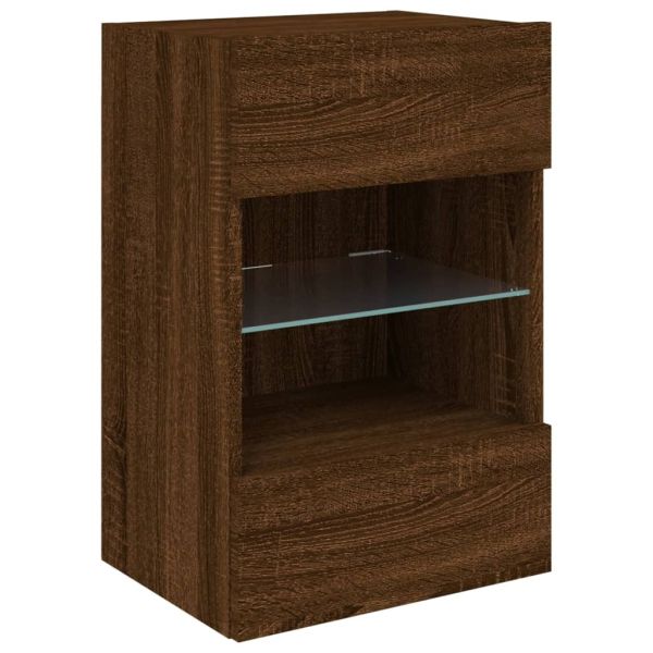 Стенен ТВ шкаф с LED осветление, кафяв дъб, 40x30x60,5 см