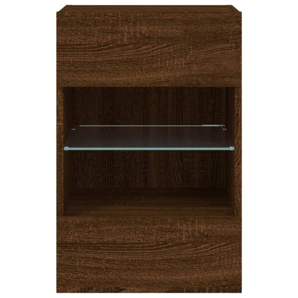 Стенен ТВ шкаф с LED осветление, кафяв дъб, 40x30x60,5 см