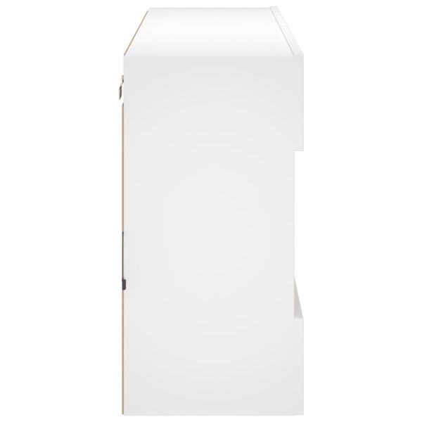 Стенен ТВ шкаф с LED осветление, бял, 98,5x30x60,5 см