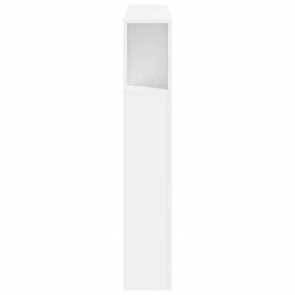 LED горна табла за легло бяла 100x18,5x103,5 см инженерно дърво