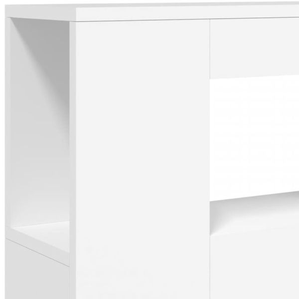 LED горна табла за легло бяла 100x18,5x103,5 см инженерно дърво