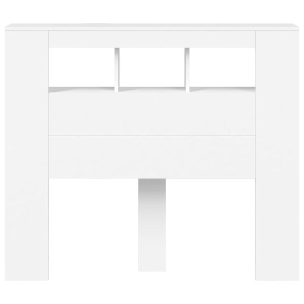 LED горна табла за легло бяла 120x18,5x103,5 см инженерно дърво