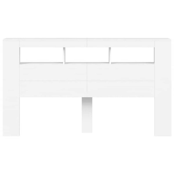 LED горна табла за легло бяла 180x18,5x103,5 см инженерно дърво