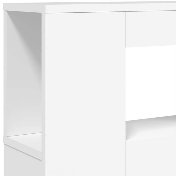 LED горна табла за легло бяла 200x18,5x103,5 см инженерно дърво