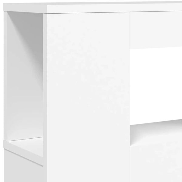 LED горна табла, бяла, 220x18,5x103,5 см, инженерно дърво