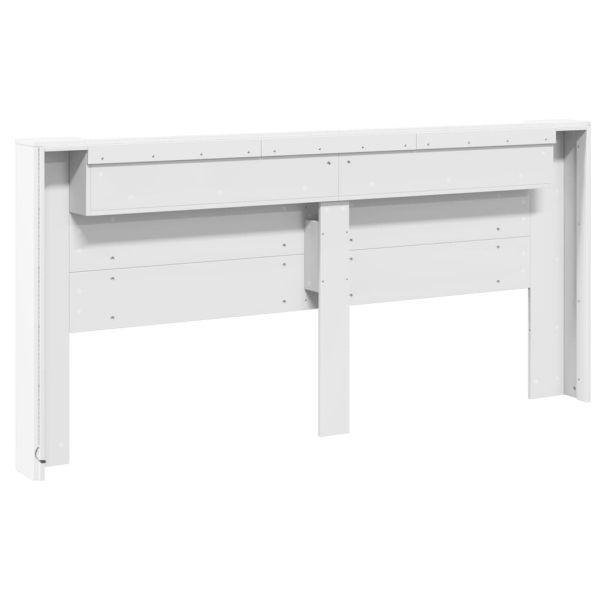 Табла шкаф с LED, бял, 220x16,5x103,5 см