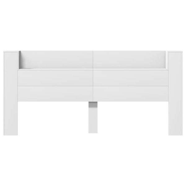Табла шкаф с LED, бял, 220x16,5x103,5 см
