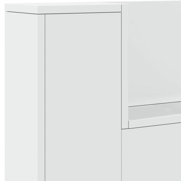 Табла шкаф с LED, бял, 220x16,5x103,5 см