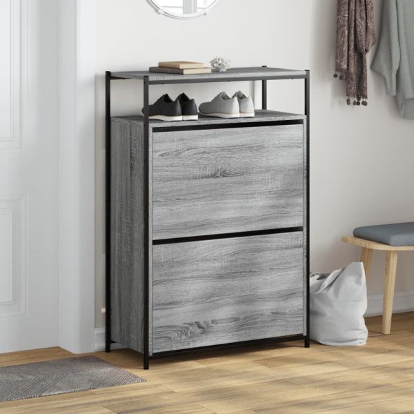 Шкаф за обувки, сив сонома, 75x34x112 см, инженерно дърво