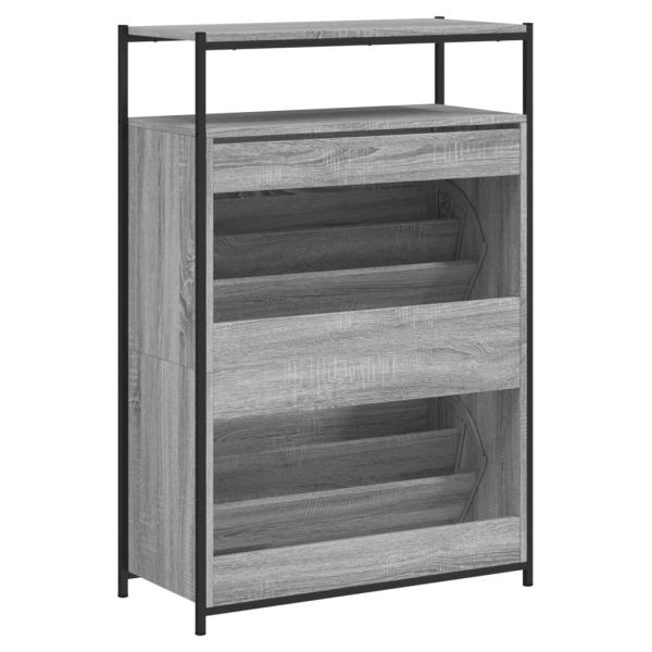 Шкаф за обувки, сив сонома, 75x34x112 см, инженерно дърво