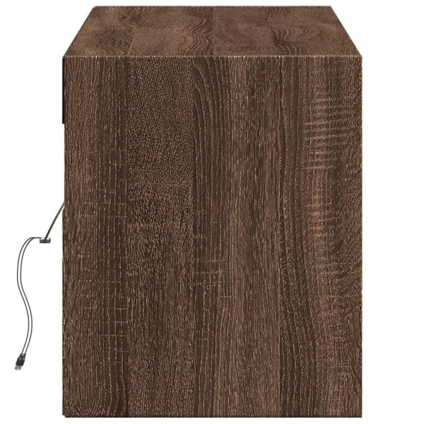 Стенен ТВ шкаф с LED осветление, кафяв дъб, 140x31x38 см