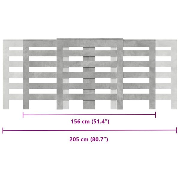 Капак за радиатор, бетонно сив, 205x21,5x83,5см инженерно дърво