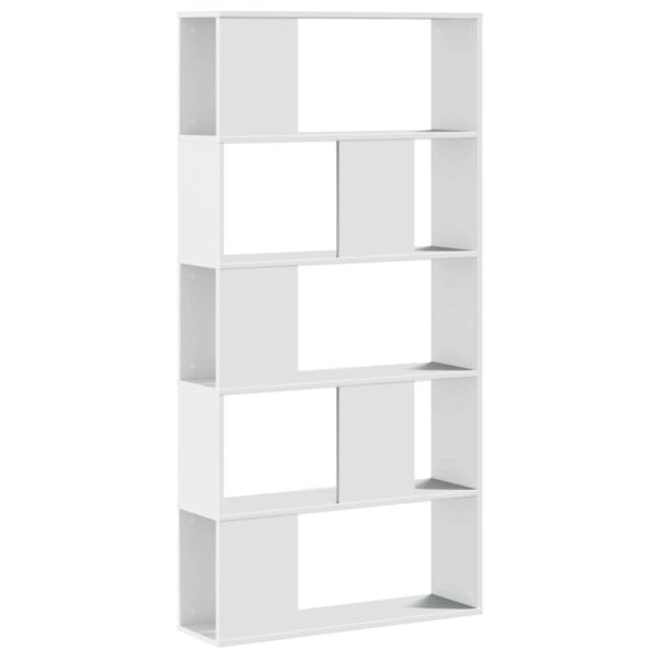 Библиотека 5 рафта бяла 80,5x23,5x162,5 см инженерно дърво