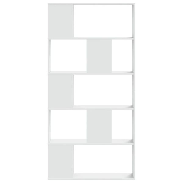 Библиотека 5 рафта бяла 80,5x23,5x162,5 см инженерно дърво