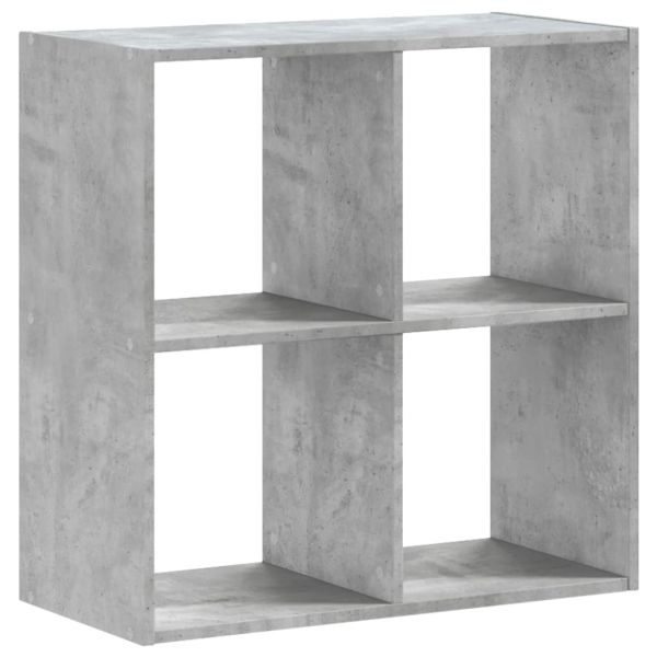Библиотека, бетонно сива, 68,5x32x68,5 см, инженерно дърво