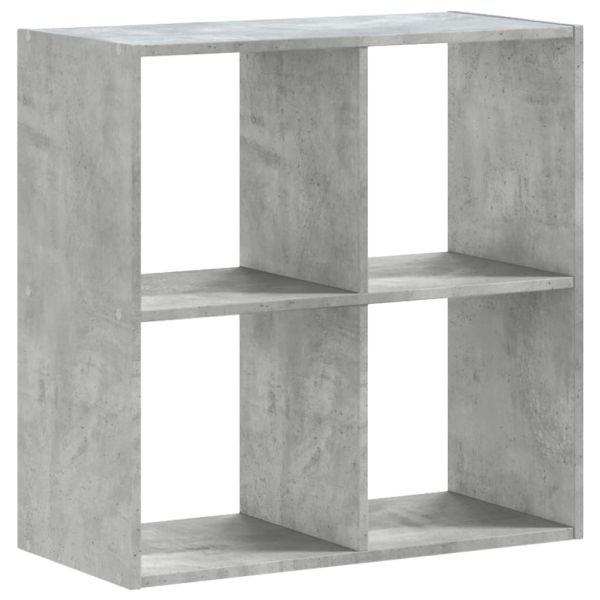 Библиотека, бетонно сива, 68,5x32x68,5 см, инженерно дърво