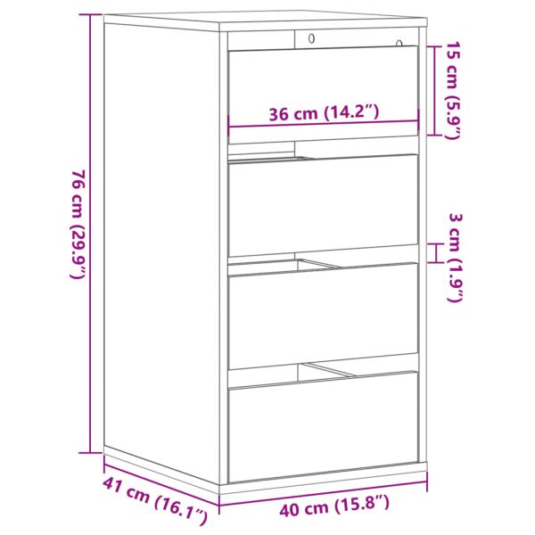 Ъглов скрин с чекмеджета бетонно сив 40x41x76cм инженерно дърво
