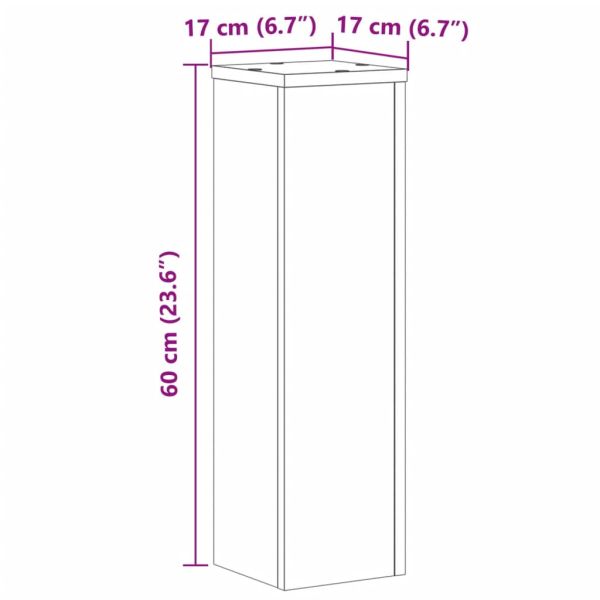 Стойки за растения 2 бр сив сонома 17x17x60 см инженерно дърво