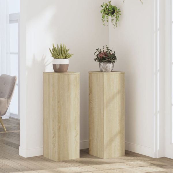 Стойки за растения 2 бр дъб сонома 25x25x80 см инженерно дърво