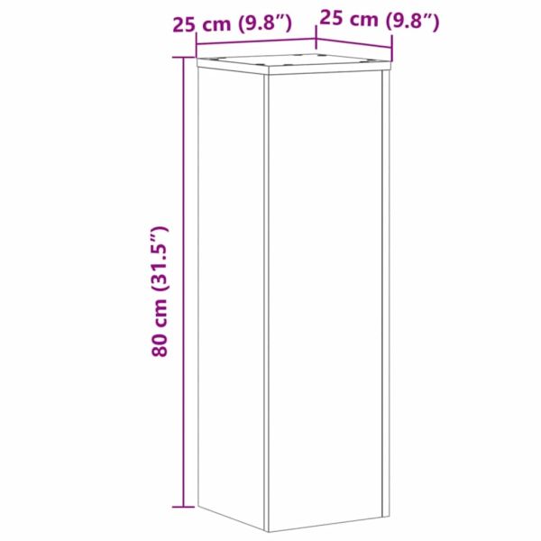 Стойки за растения 2 бр дъб артизан 25x25x80 см инженерно дърво