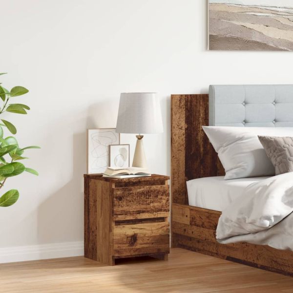 Нощно шкафче, старо дърво, 30x30x40 см, инженерно дърво