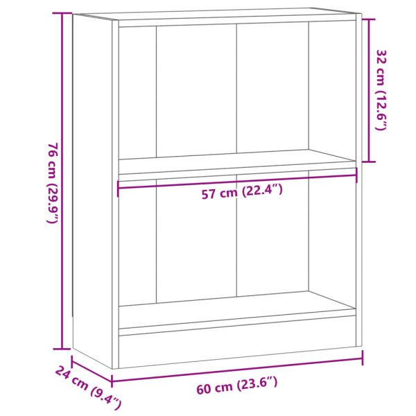 Библиотека, старо дърво, 60x24x76 см, инженерно дърво